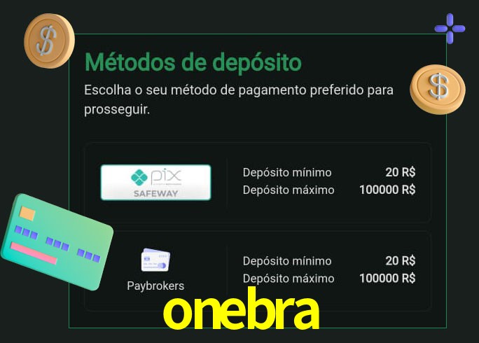 O cassino onebra oferece uma grande variedade de métodos de pagamento